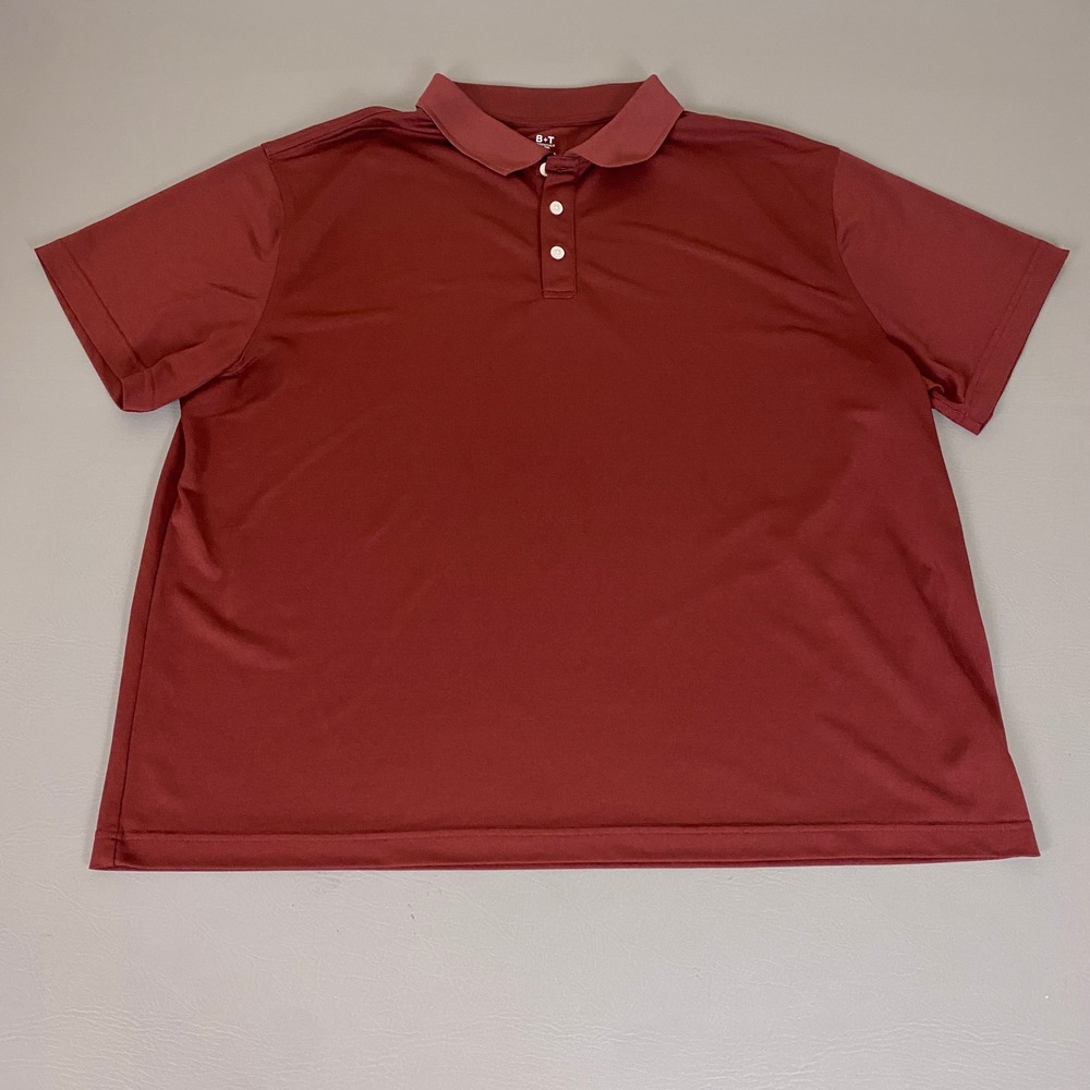 B+T Essentials By DXL Polo Shirt Men's 2XL Burgundy Red Performance Short Sleeve